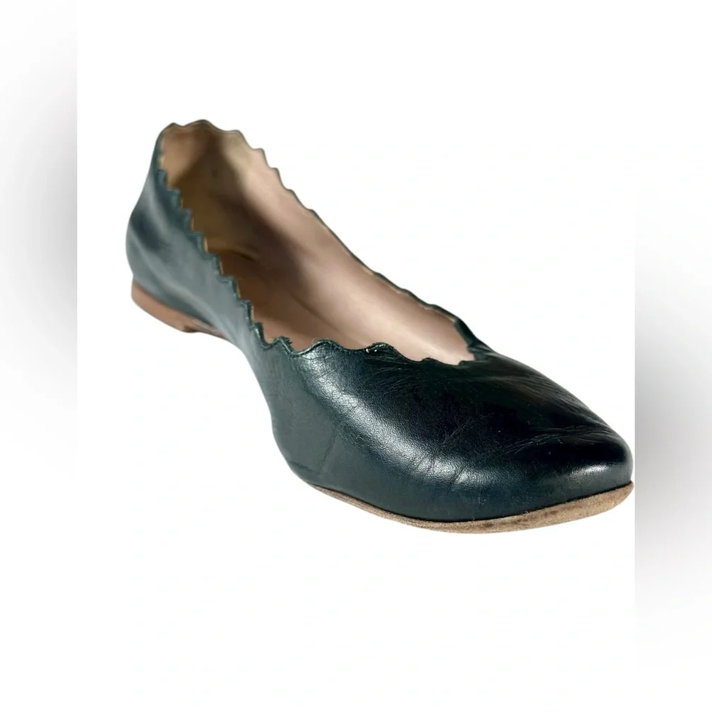Chloe LAUREN Leather Scalloped Ballet Flats. Made in Italy US 7.5 - Picture 10 of 14